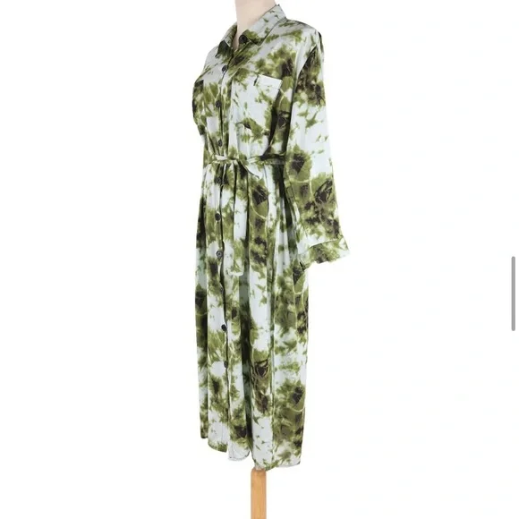 Green Coverup Long Sleeve collared shirt Swimsuit ButtonDown - Picture 7 of 12